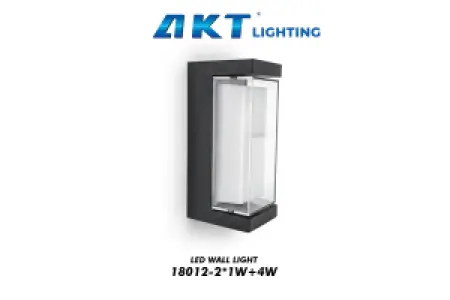 Applique Murale LED AKT – Modèle 18012-2x1W+4W | 3000K | 500LM | IP65 Extérieur/Intérieur | Aluminium Noir