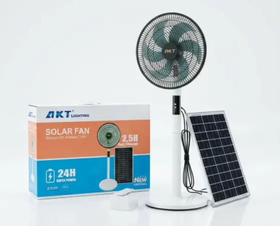 AKT Solar Standing Fan With Solar Panel & Remote Control