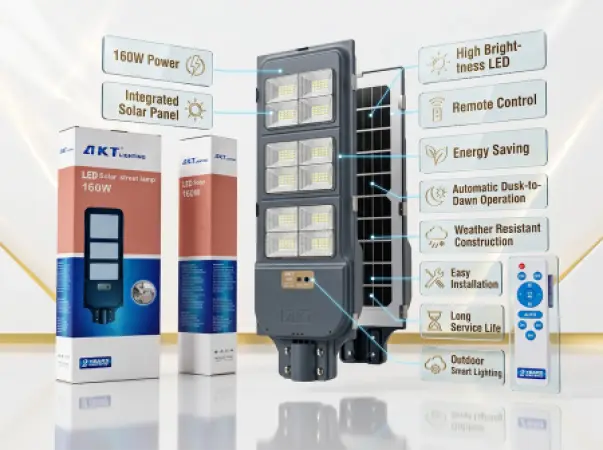 AKT LED Solar Street Lamp 160W – Model AKT-SLD-1D160P8/160W (White)
