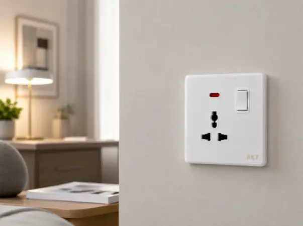 AKT Prise Multifonction avec Interrupteur et Témoin Lumineux – Blanc