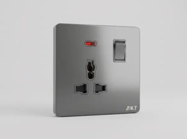 AKT MF Switched Socket with Neon – Grey