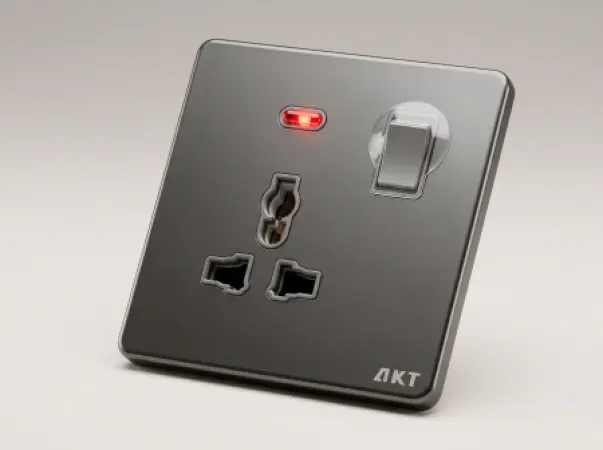 AKT MF Switched Socket with Neon – Grey